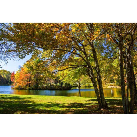 Peaks Of Otter Lake II Black Modern Wood Framed Art Print with Double Matting by Hausenflock, Alan