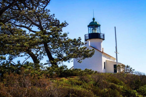 Point Loma Lighthouse I White Modern Wood Framed Art Print with Double Matting by Hausenflock, Alan