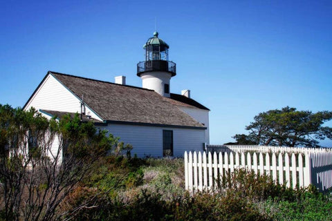 Point Loma Lighthouse II Black Ornate Wood Framed Art Print with Double Matting by Hausenflock, Alan