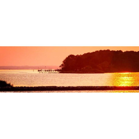 Potomac Sunset I White Modern Wood Framed Art Print by Hausenflock, Alan