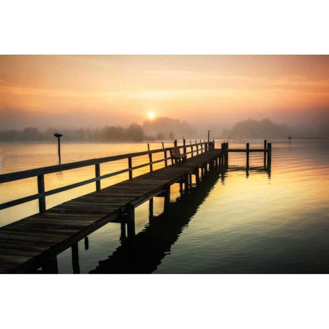 Wicomico River Sunrise I White Modern Wood Framed Art Print by Hausenflock, Alan