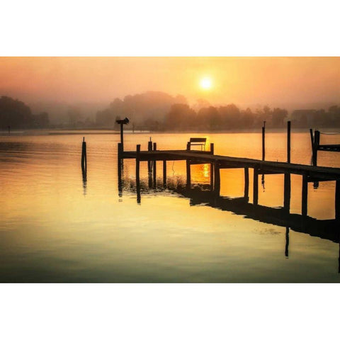 Wicomico River Sunrise II Gold Ornate Wood Framed Art Print with Double Matting by Hausenflock, Alan