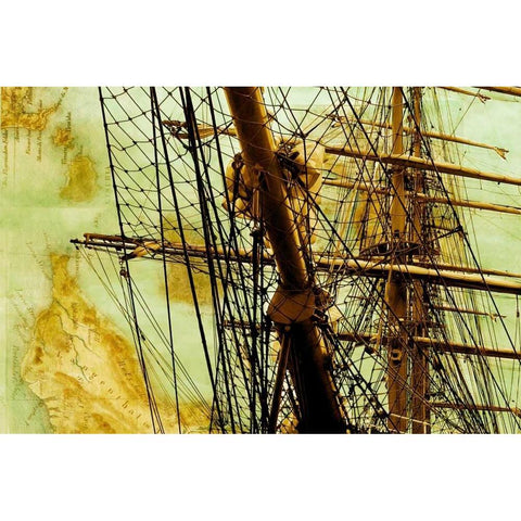 Tall Ship II Gold Ornate Wood Framed Art Print with Double Matting by Hausenflock, Alan