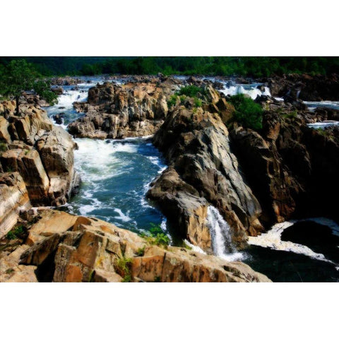 Great Falls II Black Modern Wood Framed Art Print with Double Matting by Hausenflock, Alan