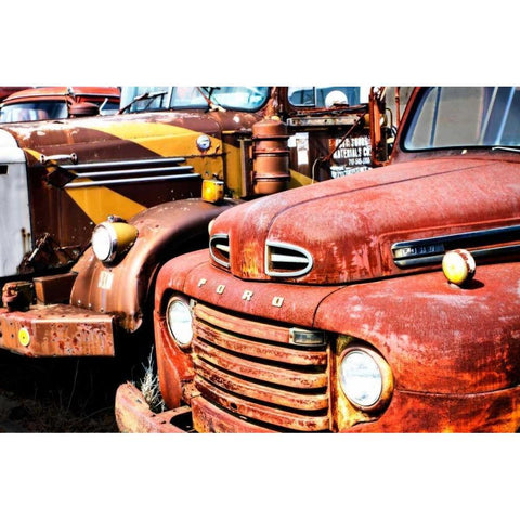 Rusty Old Truck II Black Modern Wood Framed Art Print with Double Matting by Hausenflock, Alan