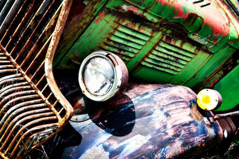 Rusty Old Truck VII White Modern Wood Framed Art Print with Double Matting by Hausenflock, Alan