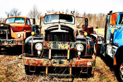 Truck Graveyard Black Ornate Wood Framed Art Print with Double Matting by Hausenflock, Alan