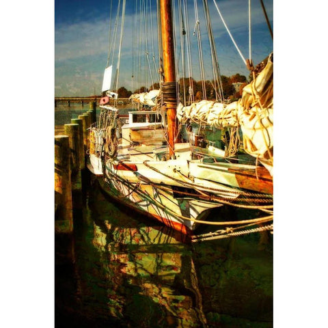 At the Dock I Black Modern Wood Framed Art Print with Double Matting by Hausenflock, Alan