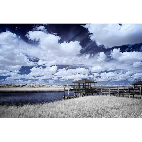 River in the Marsh II Black Modern Wood Framed Art Print with Double Matting by Hausenflock, Alan