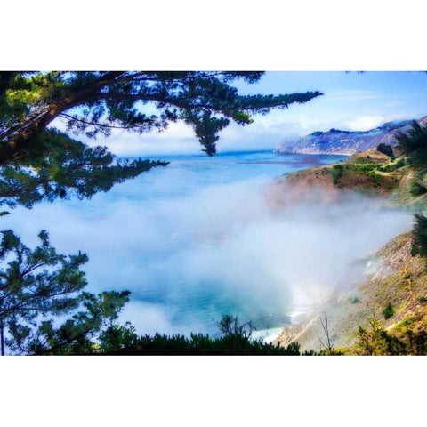 Fog Over Big Sur White Modern Wood Framed Art Print by Hausenflock, Alan