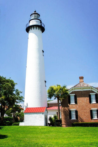 Saint Simons Lighthouse II Black Ornate Wood Framed Art Print with Double Matting by Hausenflock, Alan