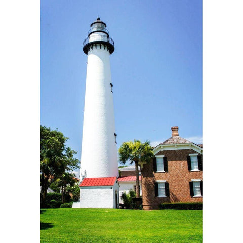 Saint Simons Lighthouse II Black Modern Wood Framed Art Print with Double Matting by Hausenflock, Alan