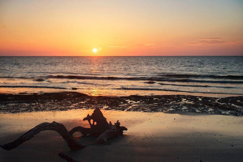 Jekyll Island Sunrise II Black Ornate Wood Framed Art Print with Double Matting by Hausenflock, Alan