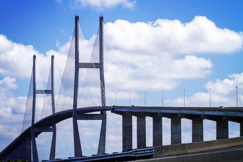 Sidney Lanier Bridge II White Modern Wood Framed Art Print with Double Matting by Hausenflock, Alan