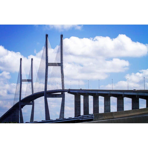 Sidney Lanier Bridge II White Modern Wood Framed Art Print by Hausenflock, Alan