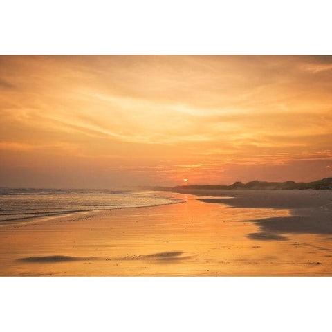 Golden Sunset Beach II Black Modern Wood Framed Art Print by Hausenflock, Alan