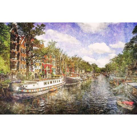 Amsterdam Waterway White Modern Wood Framed Art Print by Hausenflock, Alan