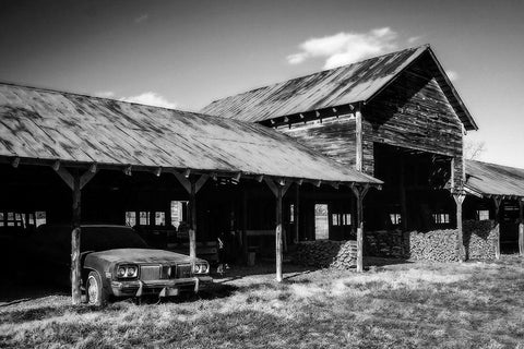 Olds in a Shed Black Ornate Wood Framed Art Print with Double Matting by Hausenflock, Alan