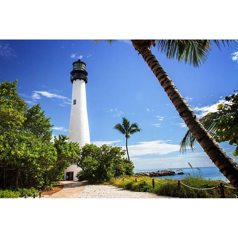 Cape Florida Light I Gold Ornate Wood Framed Art Print with Double Matting by Hausenflock, Alan