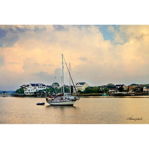 Mooring in Banks Channel White Modern Wood Framed Art Print by Hausenflock, Alan