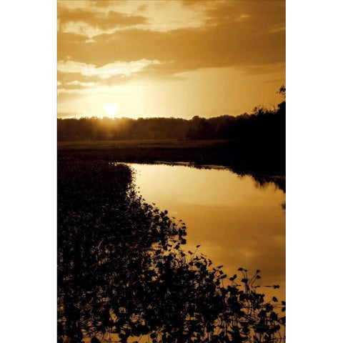 Sunset on the Lake I Black Modern Wood Framed Art Print with Double Matting by Hausenflock, Alan