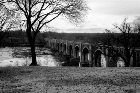 Bridge Across the James V Black Ornate Wood Framed Art Print with Double Matting by Hausenflock, Alan