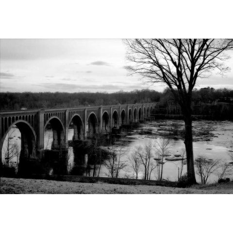 Bridge Across the James VI White Modern Wood Framed Art Print by Hausenflock, Alan