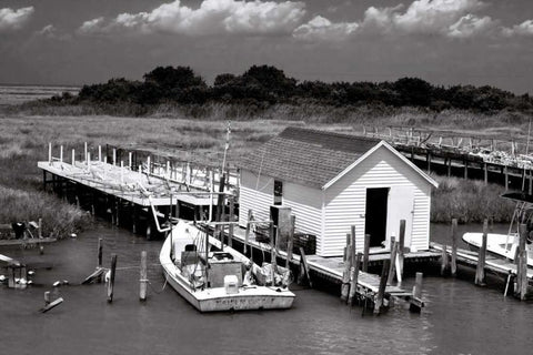 Tangier Island II White Modern Wood Framed Art Print with Double Matting by Hausenflock, Alan