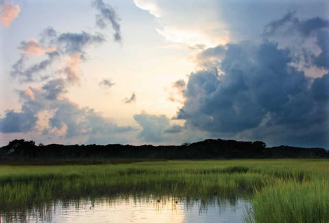 Sunset on Bogue Sound II Black Ornate Wood Framed Art Print with Double Matting by Hausenflock, Alan