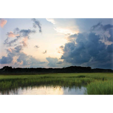 Sunset on Bogue Sound II Gold Ornate Wood Framed Art Print with Double Matting by Hausenflock, Alan