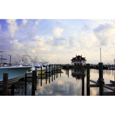 Atlantic Beach Marina I Gold Ornate Wood Framed Art Print with Double Matting by Hausenflock, Alan