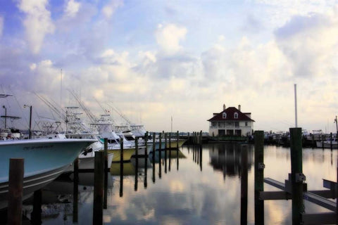 Atlantic Beach Marina I Black Ornate Wood Framed Art Print with Double Matting by Hausenflock, Alan