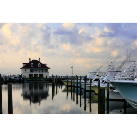 Atlantic Beach Marina II Black Modern Wood Framed Art Print with Double Matting by Hausenflock, Alan