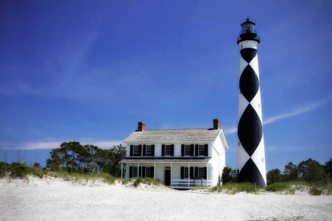 Cape Lookout Light I Black Ornate Wood Framed Art Print with Double Matting by Hausenflock, Alan