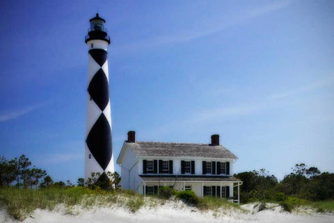 Cape Lookout Light II White Modern Wood Framed Art Print with Double Matting by Hausenflock, Alan