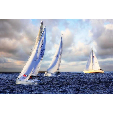 Sailing at Sunset I Black Modern Wood Framed Art Print by Hausenflock, Alan