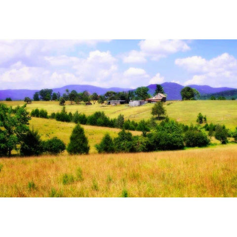 Blue Ridge Farm I White Modern Wood Framed Art Print by Hausenflock, Alan