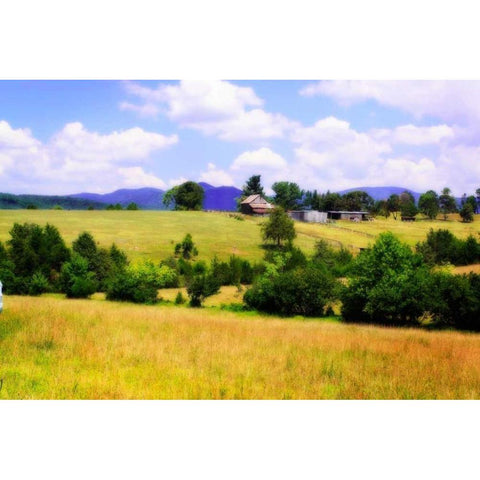 Blue Ridge Farm II White Modern Wood Framed Art Print by Hausenflock, Alan