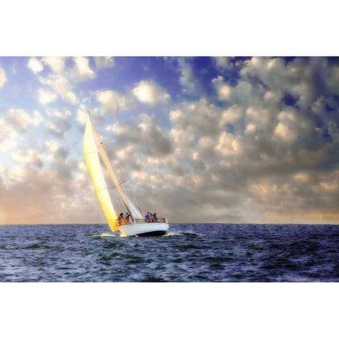 Sailing at Sunrise I Black Modern Wood Framed Art Print by Hausenflock, Alan