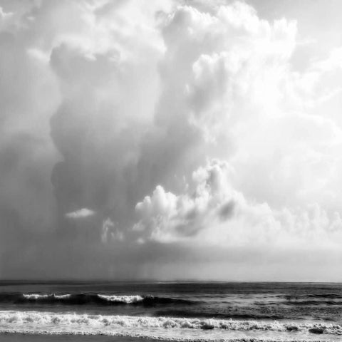 Ocean Storm I Sq. BW White Modern Wood Framed Art Print by Hausenflock, Alan