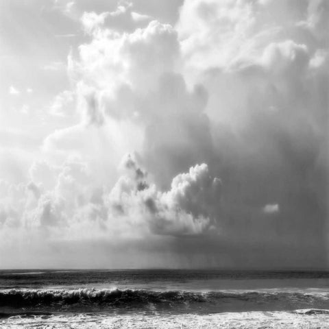 Ocean Storm II Sq. BW White Modern Wood Framed Art Print by Hausenflock, Alan