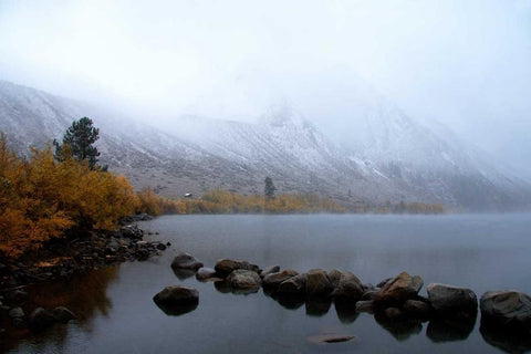 Convict Lake I Black Ornate Wood Framed Art Print with Double Matting by Johnson, George