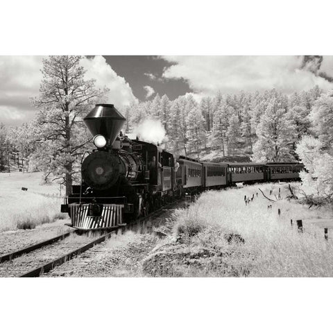 Black Hills RR II Black Modern Wood Framed Art Print with Double Matting by Johnson, George