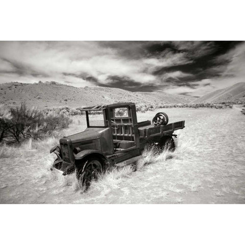 Bannack Truck Black Modern Wood Framed Art Print with Double Matting by Johnson, George