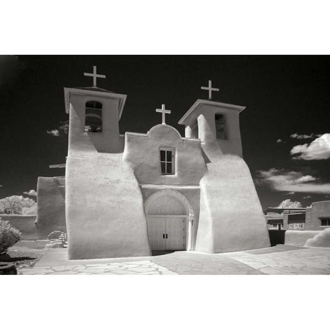 Taos Church I Black Modern Wood Framed Art Print with Double Matting by Johnson, George