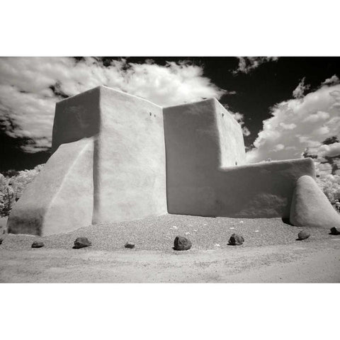 Taos Church III Black Modern Wood Framed Art Print with Double Matting by Johnson, George