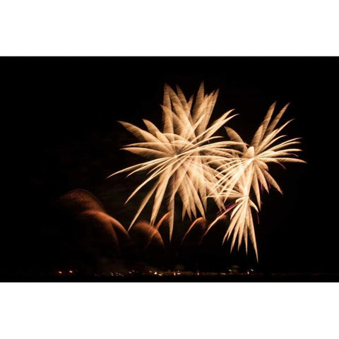 Fireworks at Havasu II Black Modern Wood Framed Art Print with Double Matting by Johnson, George