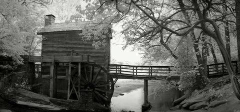 Stone Mountain Mill Black Ornate Wood Framed Art Print with Double Matting by Johnson, George