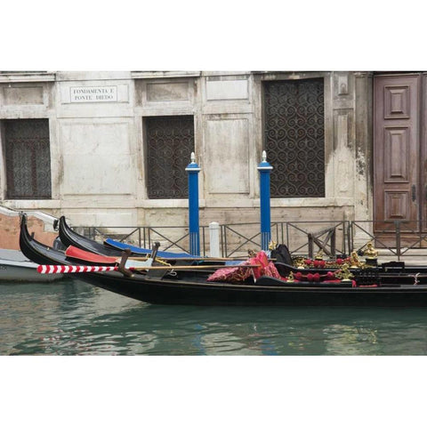 Venice Gondolas I Gold Ornate Wood Framed Art Print with Double Matting by Johnson, George