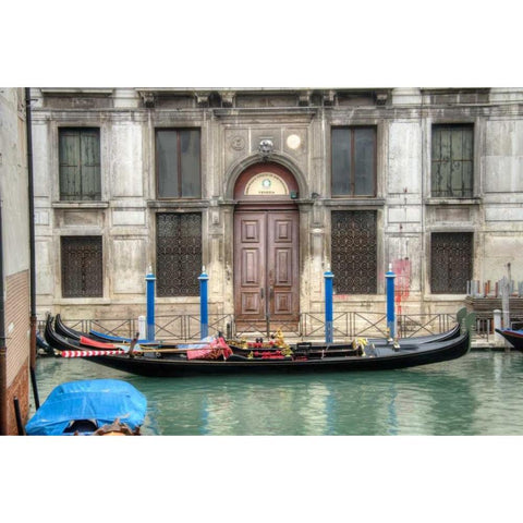 Venice Gondolas II White Modern Wood Framed Art Print by Johnson, George